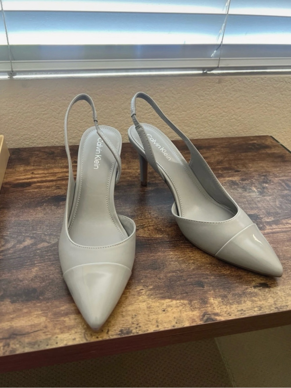 Calvin Klein Women's Light Gray Pointed-Toe Slingback Heels
